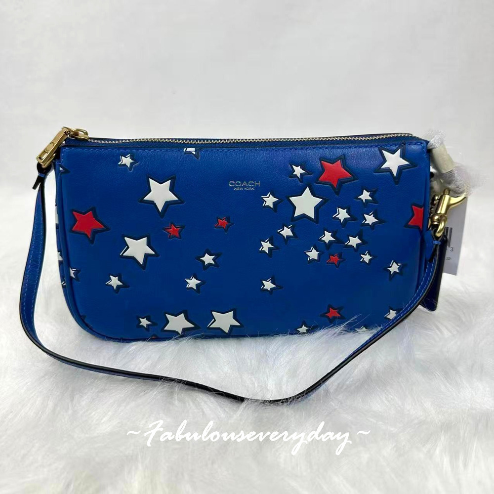 COACH Plaza Bag With Americana Star Print In Leather Brass/Deep Sky Multi CFK14